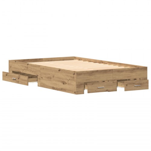 Sengestel med Skuffer Artisan Eg 120x190 cm Konstrueret Træ