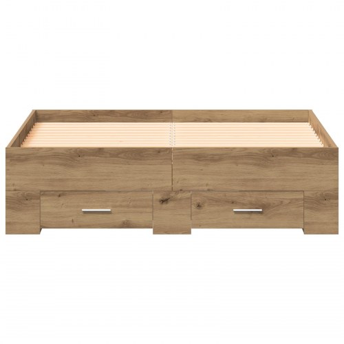 Sengestel med Skuffer Artisan Eg 120x190 cm Konstrueret Træ