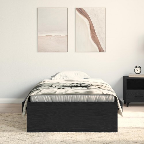 Sengestel Sort Eg 90x190 cm Konstrueret Træ