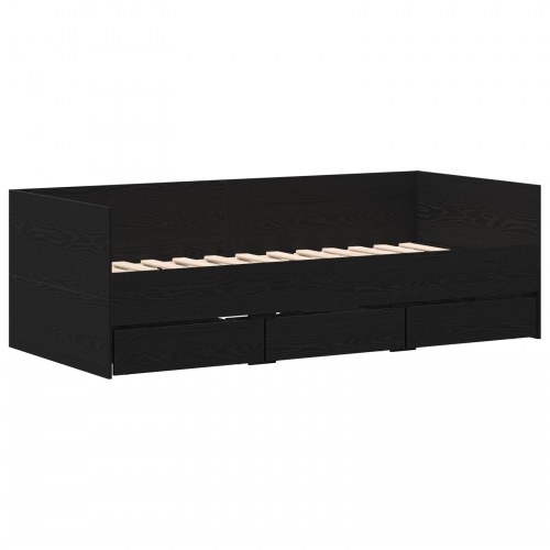 Sengebu Sort egetræ Konstrueret træ 90 x 190 cm Holdbar Sengebu