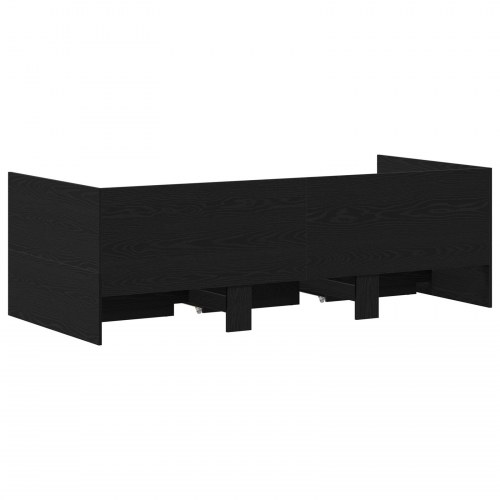 Sengebu Sort egetræ Konstrueret træ 90 x 190 cm Holdbar Sengebu
