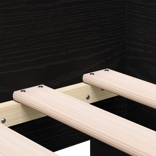 Sengebu Sort egetræ Konstrueret træ 90 x 190 cm Holdbar Sengebu