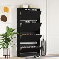 Sko kabinet Sort egetræ Konstrueret træ 80 x 21 x 163,5 cm