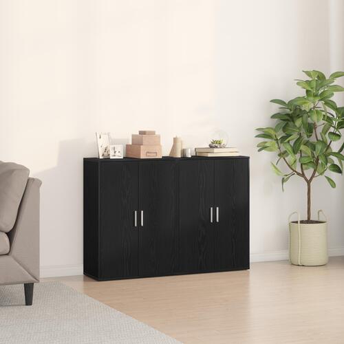 Skabe 2 stk Sort Eg 60x31x84 cm Konstrueret træ