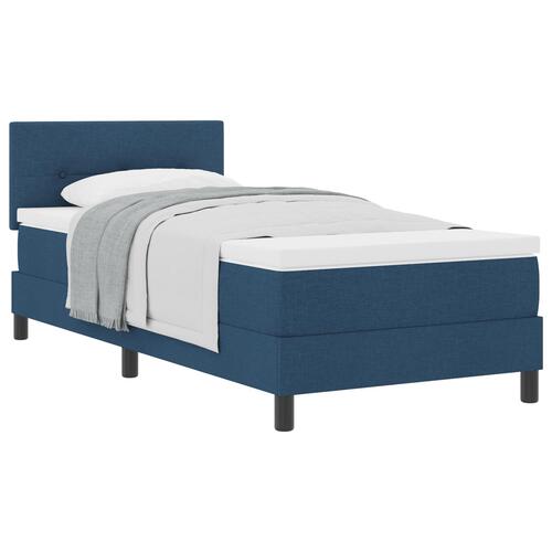Boxspring seng med madras Blå 100x200 cm Stof