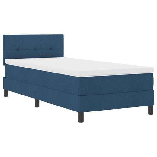 Boxspring seng med madras Blå 100x200 cm Stof