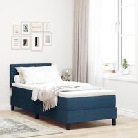 Box Spring Seng med Madras Blå 80x200 cm Stof