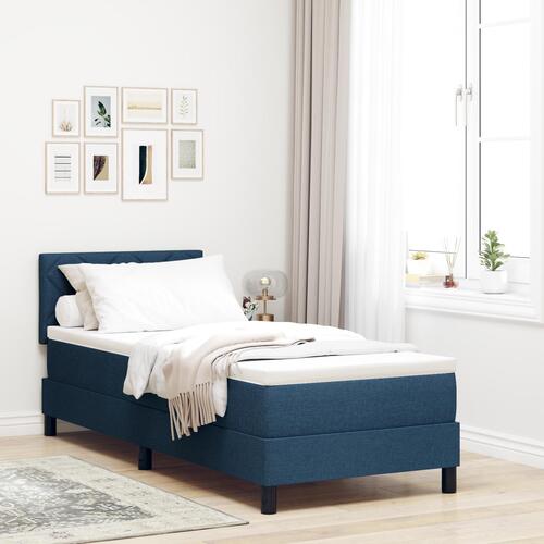 Box Spring Seng med Madras Blå 80x200 cm Stof