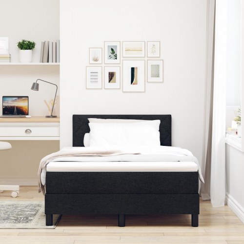 Boxspring seng med madras sort 120x190 cm stof