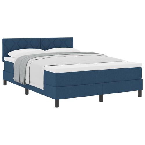 Box Spring Seng med Madras Blå 140x200 cm Stof
