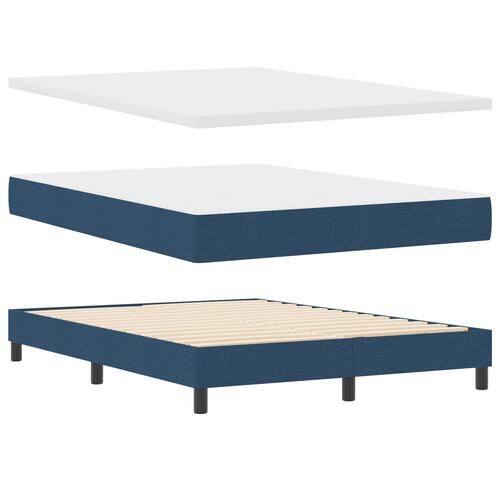 Box Spring Seng med Madras Blå 140x200 cm Stof
