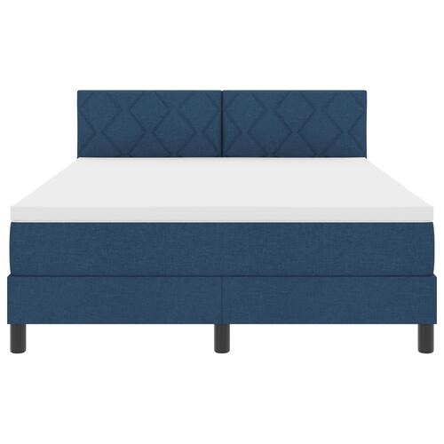 Box Spring Seng med Madras Blå 140x200 cm Stof