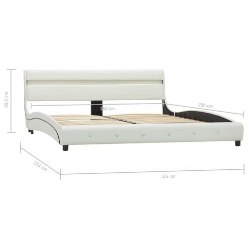 Sengestel med LED-lys 150x200 cm kunstlæder hvid