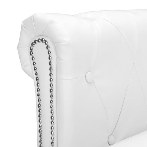 Chaiselong Chesterfield-sofa kunstlæder hvid