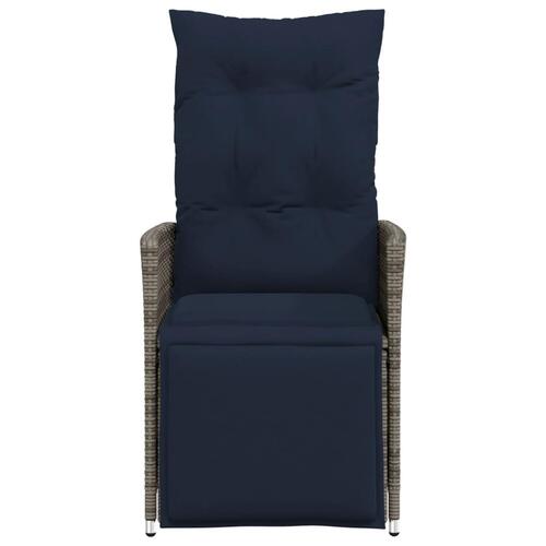 Havestole med lænefunktion 2 stk. med hynder grå polyrattan