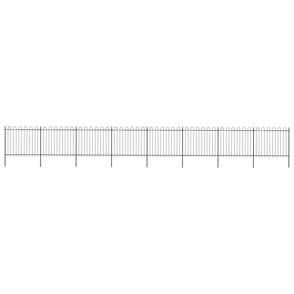 Havehegn med bøjleop stål 1426x150 cm sort billede