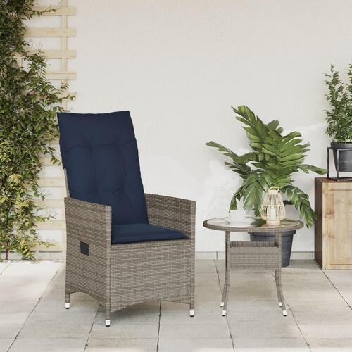 Havestol med hynder grå polyrattan