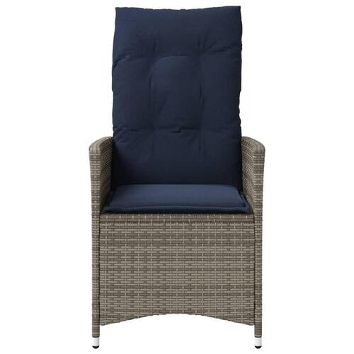 Havestol med hynder grå polyrattan