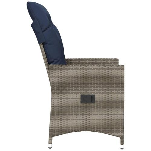 Havestol med hynder grå polyrattan