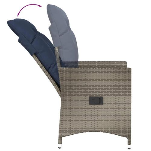 Havestol med hynder grå polyrattan