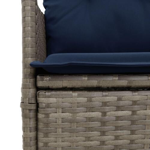 Havestole med lænefunktion 2 stk. med hynder grå polyrattan