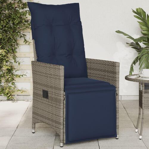 Havestol med hynder grå polyrattan