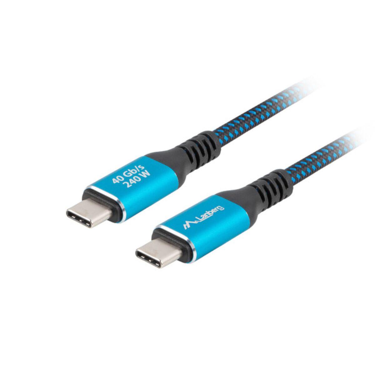 Lanberg USB-C til USB-C kabel 1,5 m - Blå/Sort, USB 3.2 Gen 1
