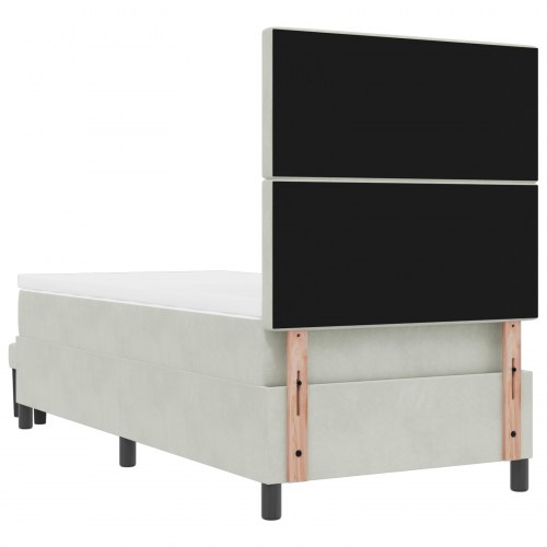 Box Spring Seng med Madras & Bænk Lys Grå 90x190 cm Fløjl