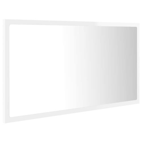 Badeværelsesspejl med LED-lys 80x8,5x37 cm akryl hvid højglans