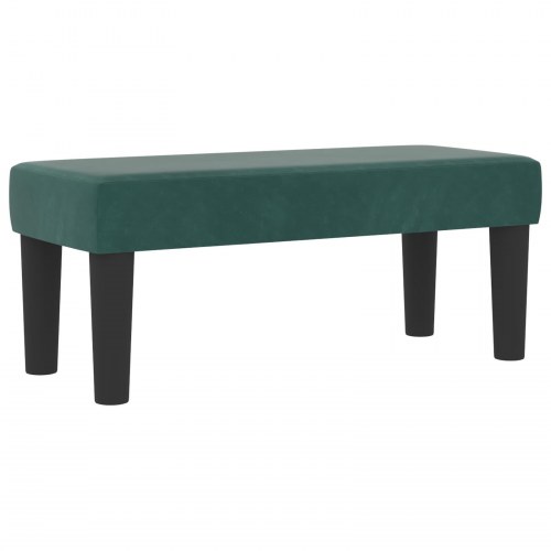 Box Spring Seng med Madras & Bænk Mørkegrøn 90x190 cm Fløjl
