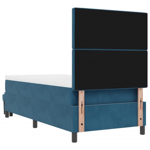 Box Spring Seng med Madras & Bænk Mørkeblå 100x200 cm Fløjl