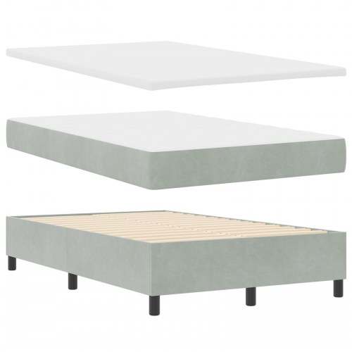 Boxspring seng med madras og bænk lysegrå 120x200 cm fløjl