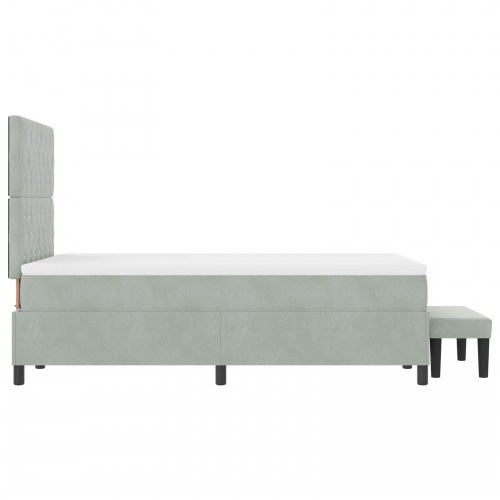 Boxspring seng med madras og bænk lysegrå 120x200 cm fløjl