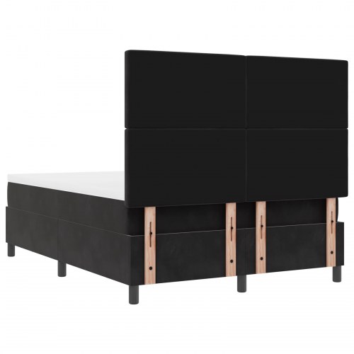 Box Spring Seng med Madras & Bænk Sort 140x200 cm Fløjl
