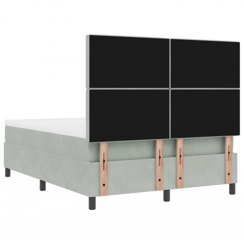 Box Spring Seng med Madrass & Bænk Lys Grå 160x200 cm Fløjl