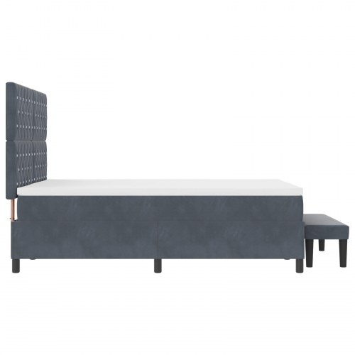 Box Spring Seng med Madras & Bænk Mørkegrå 160x200 cm Fløjl