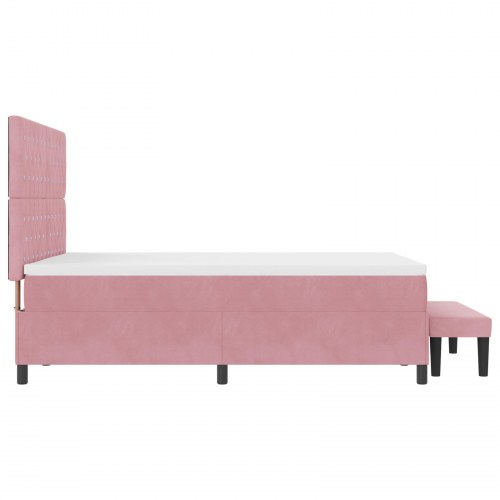 Box Spring Seng med madras & bænk Pink 160x200 cm Fløjl