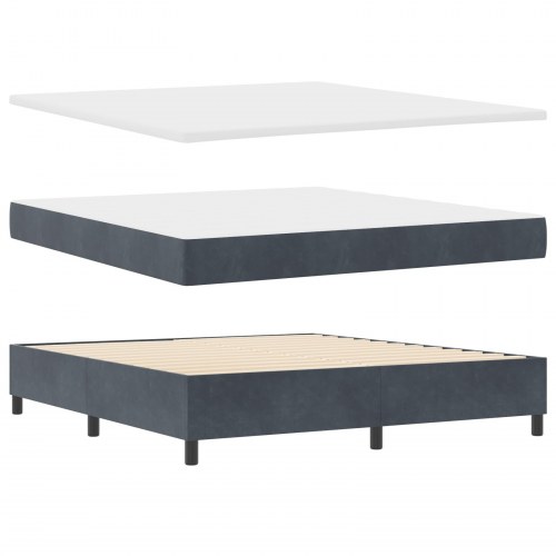 Box Spring Seng med Madras & Bænk Mørkegrå 180x200 cm Fløjl