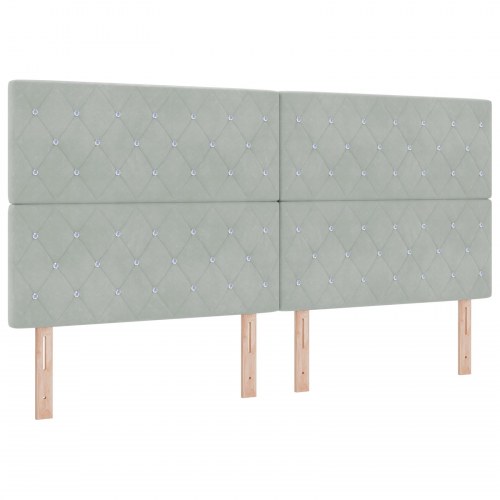 Box Spring Seng med madrasse & bænk lysegrå 200x200 cm fløjl