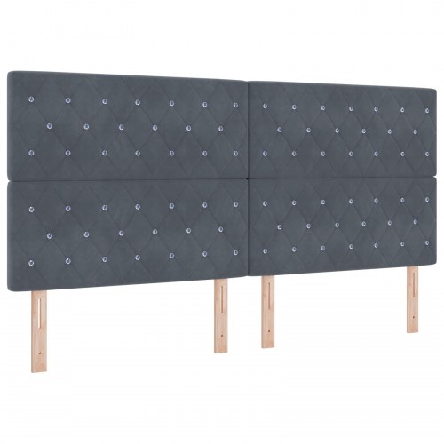 Boxspring seng med madras & bænk mørkegrå 200x200 cm fløjl