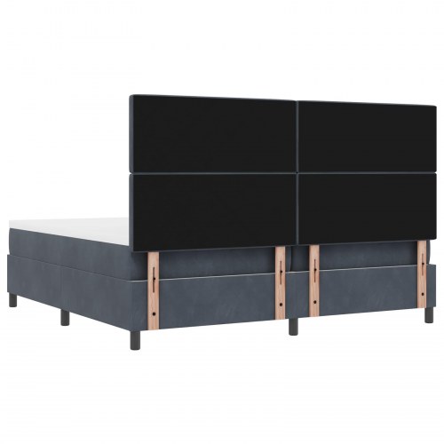 Boxspring seng med madras & bænk mørkegrå 200x200 cm fløjl