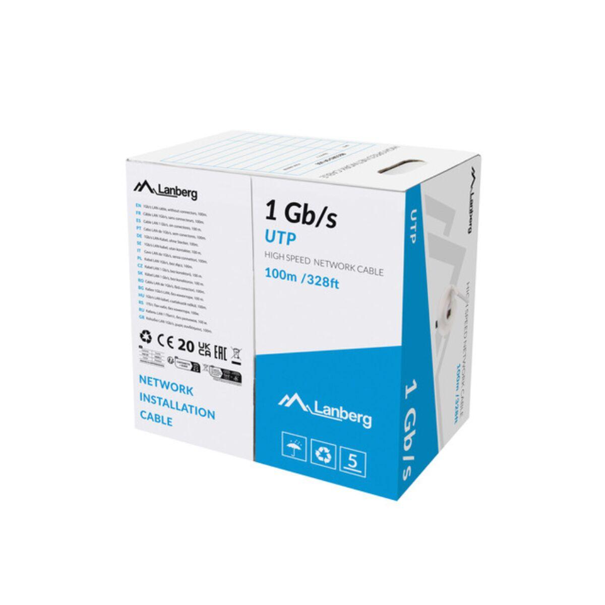 Lanberg UTP Cat 6 installationskabel, stift - grå, 100 m billede