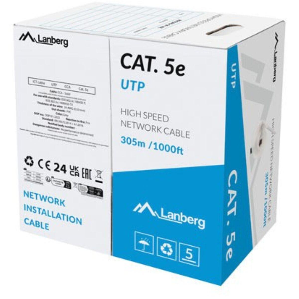 Lanberg UTP Cat 6 installationskabel, stift, grå - 305 m billede