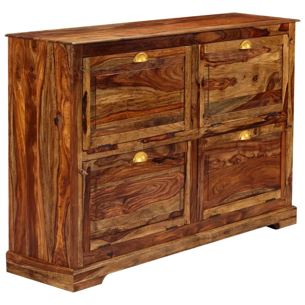 Skoskab 140 x 35 x 90 cm massivt sheeshamtræ