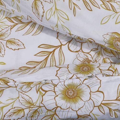 Sengetøj 240x220 cm bomuld hvid og brun (OUTLET A)