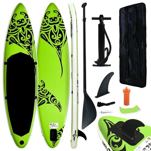 Oppusteligt paddleboardsæt 305x76x15 cm grøn