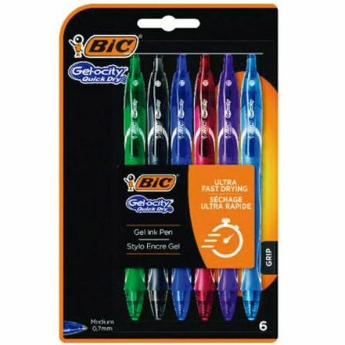 Bic Gelocity Quick Dry gelpenne - sort & farver, 6 stk.