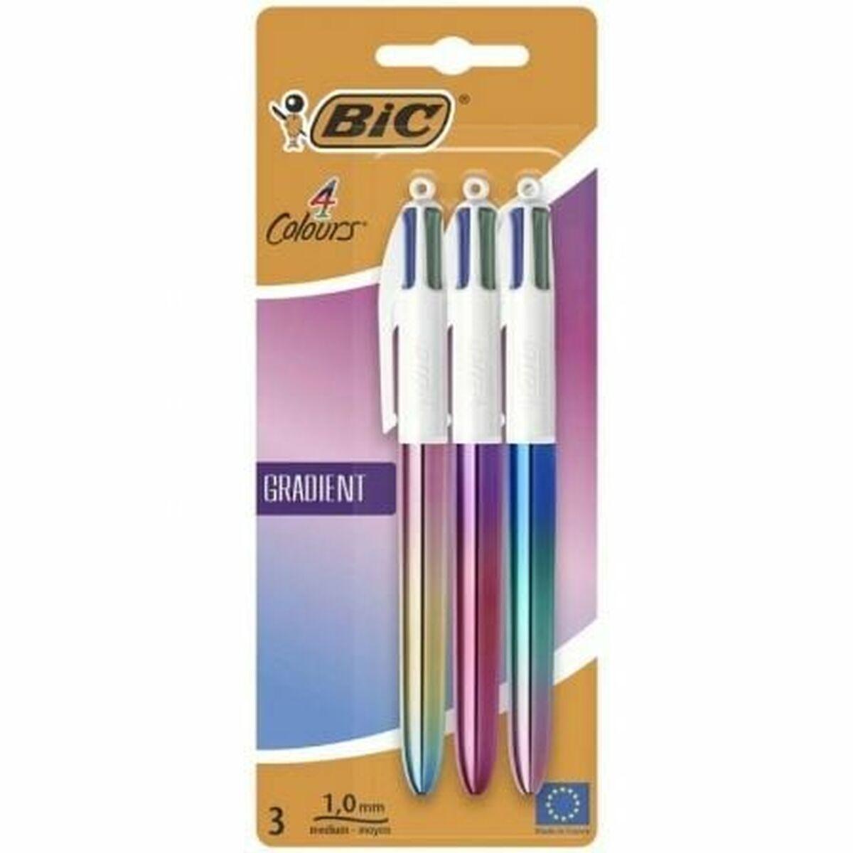 Bic 4 Colours Gradient kuglepenne - sæt med 3, multifarvet, medium