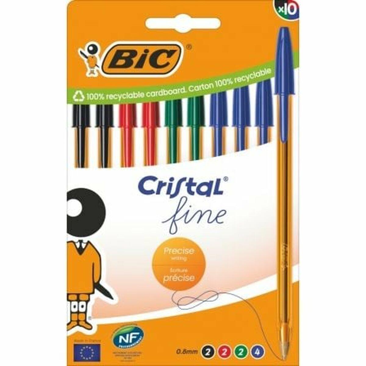 Kuglepenne Bic Cristal Fine - sæt med 10, multifarver