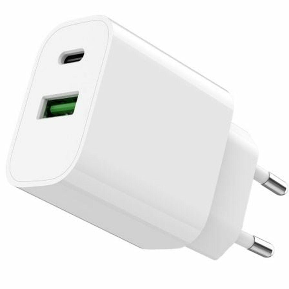 SPC vægoplader 4341B 20 W - Hvid, USB‑C + USB‑A